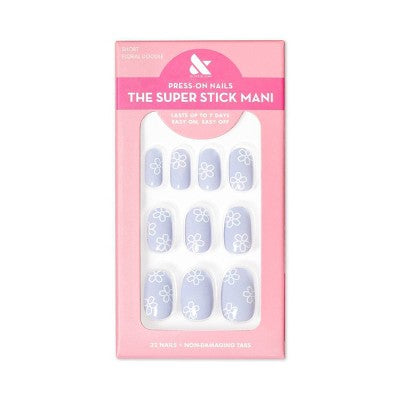 Olive & June Fake Nails S Round Floral Doodle 32ct - New - M2G