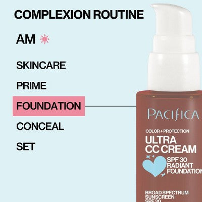 Pacifica Ultra CC Cream Radiant Foundation with SPF 17 Cool/Deep 1 fl oz - Imperfect Box - M2G