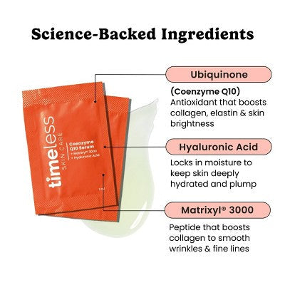 Timeless Skin Care Coenzyme Q10 Serum&Pouches 28ct - New - M2G