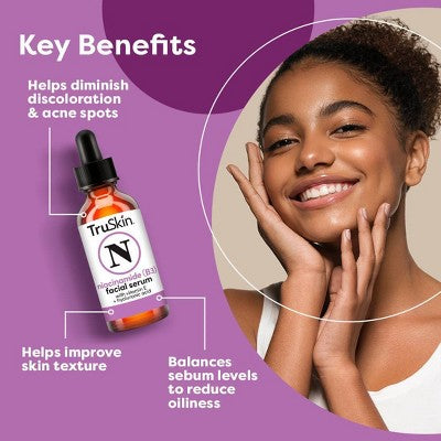 TruSkin Niacinamide Facial Serum with Vitamin E and Hyaluronic Acid 1 fl oz - New - M2G