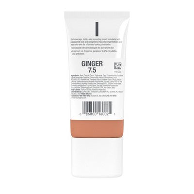 Neutrogena Clear Coverage Flawless Matte Color Correcting Cream, Full-Coverage 7.5 Ginger - New - M2G