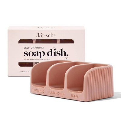 Kitsch Bottle-Free Beauty Self-Draining Soap Dish Terracotta Pink - New - M2G