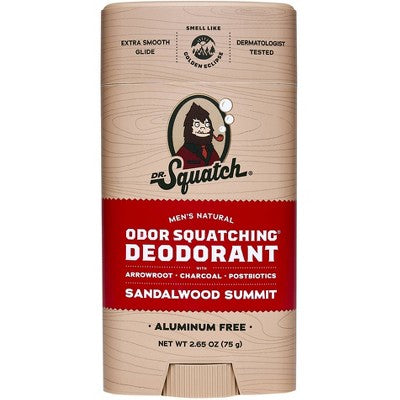 DR. SQUATCH Men's Natural Deodorant Sandalwood Summit 2.65oz - New - M2G