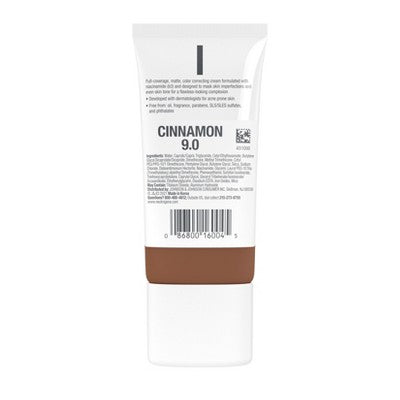 Neutrogena Clear Coverage Flawless Matte Color Correcting Cream, Full-Coverage 9.0 Cinnamon - New - M2G