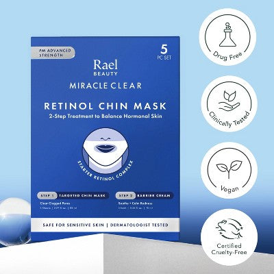 Rael Beauty Miracle Clear Retinol Chin Masks 5ct - New - M2G