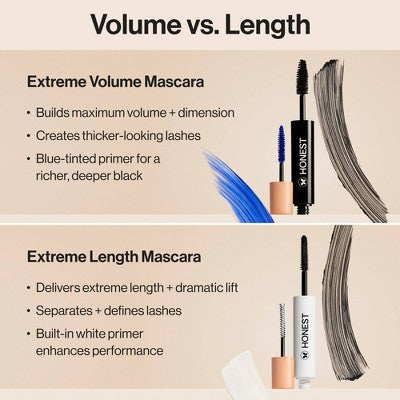 Honest Beauty Extreme Volume Mascara + Bold Lash Primer Black 0.27 fl oz - Imperfect Box - M2G