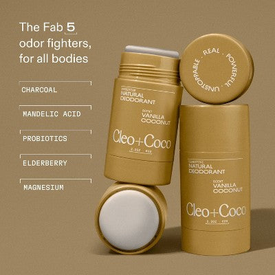 cleo+coco. Body and Hair Antiperspirants and Deodorant Powder Coconut Vanilla 0.88oz - New - M2G