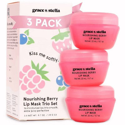 Grace & Stella Nourishing Berry Lip Mask 0.7oz/3ct - New - M2G