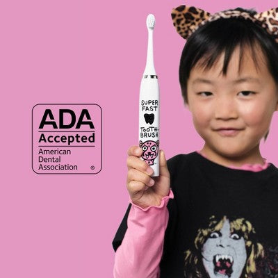 Made by Dentists Kids; Rechargeable Electric Toothbrush with 2 Replacement Toothbrush Heads Cheetah - New - M2G