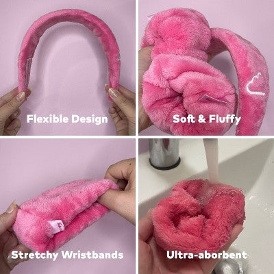 MakeUp Eraser Drip Eraser Head Band/Wrist Guards 3ct - New - M2G