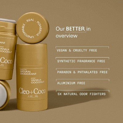 cleo+coco. Body and Hair Antiperspirants and Deodorant Powder Coconut Vanilla 0.88oz - New - M2G