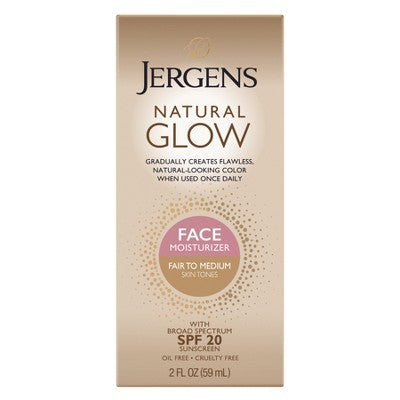 Jergens Glow Moisturizer & Self Tanner SPF 20 2 fl oz Fair to Medium - Imperfect Box - M2G