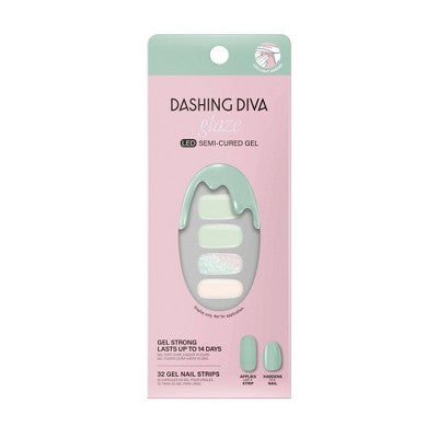Dashing Diva Glaze Semi-Cured Gel Nail Polish Strips Emerald Marble 32ct - New - M2G