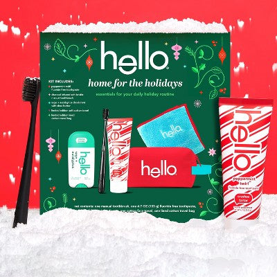 hello Holiday Home for the Holidays Toothpaste and Deodorant Travel Toiletry Bag Kit 5pc - New - M2G