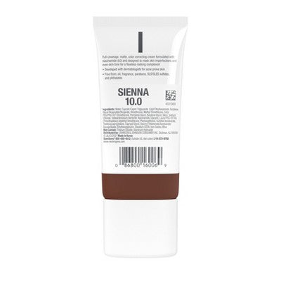 Neutrogena Clear Coverage Flawless Matte Color Correcting Cream, Full-Coverage 10.0 Sienna - New - M2G