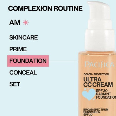 Pacifica Ultra CC Cream Radiant Foundation Natural/Medium 1 fl oz - New - M2G