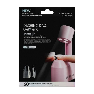 Dashing Diva Gel Xtend Fake Nails Starter Kit Medium Round 30ct - New - M2G
