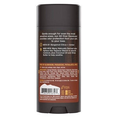 Every Man Jack All Over Solid Deodorant Fresh Citrus 2.6oz - New - M2G