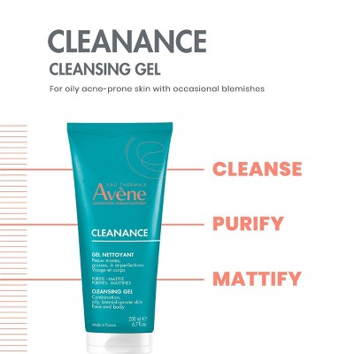 Avene Cleanance Cleansing Face and Body Gel for Acne Prone & Oily Skin 6.7 fl oz - Imperfect Container - M2G