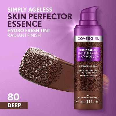 COVERGIRL Simply Ageless Skin Perfector Essence Vegan Foundation 80 Deep 1 fl oz - Imperfect Container - M2G