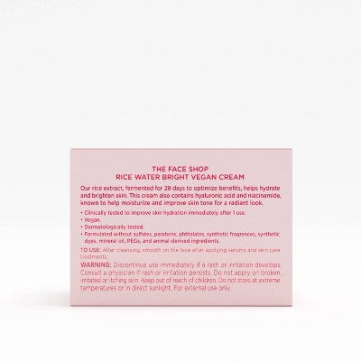 The Face Shop Rice Water Bright Vegan Cream 1.69 fl oz - New - M2G