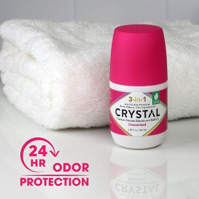 Crystal 3-in-1 Natural Mineral Roll-On Deodorant Unscented 2.25 fl oz - New - M2G