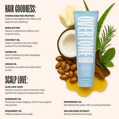 Overtone Smoky Sapphire Hair Mask- Semi-Permanent Hair Dye & Color Conditioner Misty Turquoise for Brown & Blonde Hair - New - M2G