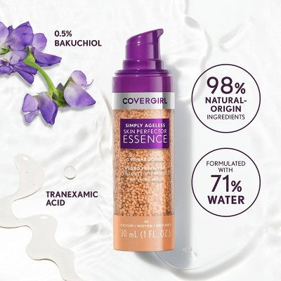 COVERGIRL Simply Ageless Skin Perfector Essence Vegan Foundation 80 Deep 1 fl oz - Imperfect Container - M2G