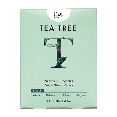Rael Beauty Tea Tree Facial Sheet Mask 5ct/4.2oz - New - M2G