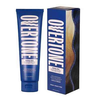Overtone Indigo Iris Hair Mask Semi-Permanent Hair Dye & Color Conditioner Blue for Brown & Blonde Hair - New - M2G