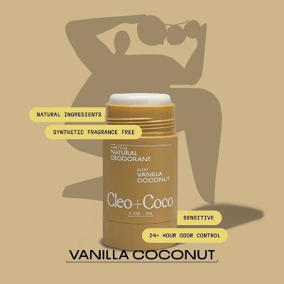 cleo+coco. Body and Hair Antiperspirants and Deodorant Powder Coconut Vanilla 0.88oz - New - M2G