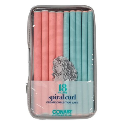 Conair Heatless Spiral Curl Rollers Coral & Teal 18pcs - New - M2G