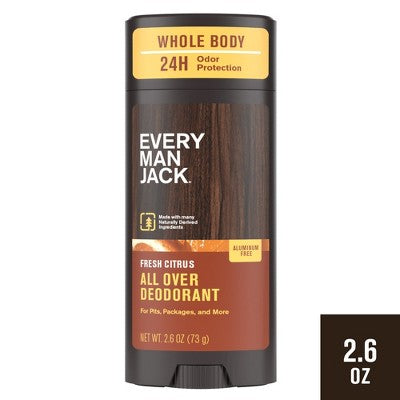 Every Man Jack All Over Solid Deodorant Fresh Citrus 2.6oz - New - M2G