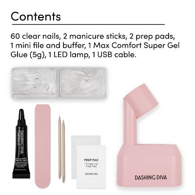 Dashing Diva Gel Xtend Fake Nails Starter Kit Medium Round 30ct - New - M2G