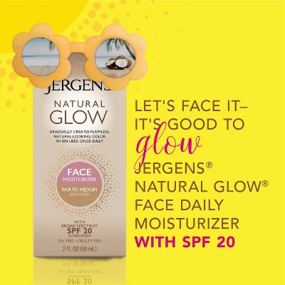 Jergens Glow Moisturizer & Self Tanner SPF 20 2 fl oz Fair to Medium - Imperfect Box - M2G