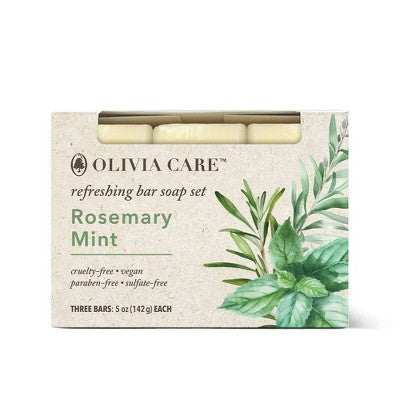 Olivia Care Rosemary Mint Bar Soap Set 5oz/3ct - New - M2G