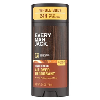 Every Man Jack All Over Solid Deodorant Fresh Citrus 2.6oz - New - M2G