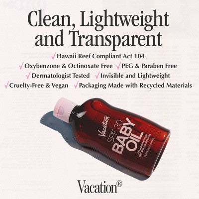 Vacation Baby Oil SPF 30 3.4 fl oz - Imperfect Container - M2G