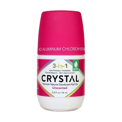 Crystal 3-in-1 Natural Mineral Roll-On Deodorant Unscented 2.25 fl oz - New - M2G