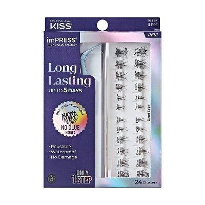 KISS Products imPRESS Long Lasting Press-On Self Adhesive False Eyelashes Demi Edgy 24ct - New - M2G