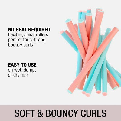 Conair Heatless Spiral Curl Rollers Coral & Teal 18pcs - New - M2G