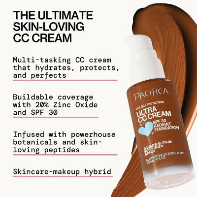 Pacifica Ultra CC Cream Radiant Foundation with SPF 17 Cool/Deep 1 fl oz - Imperfect Box - M2G