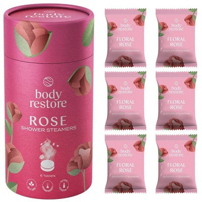 Body Restore Shower Steamers with 100% Natural Essential Oil Rose Shower 6ct - New - M2G