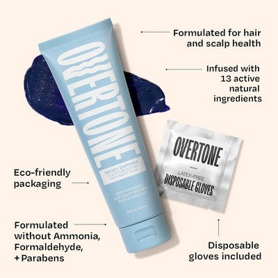 Overtone Smoky Sapphire Hair Mask- Semi-Permanent Hair Dye & Color Conditioner Misty Turquoise for Brown & Blonde Hair - New - M2G