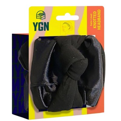 You Go Natural Satin Lined Knotted Headband Black - New - M2G