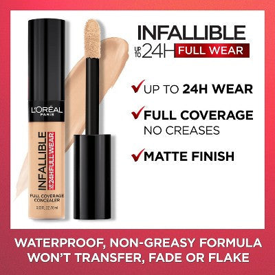 L'Oreal Paris Infallible Full Wear Waterproof Concealer 340 Fawn 0.33 fl oz - Imperfect Container - M2G
