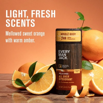 Every Man Jack All Over Solid Deodorant Fresh Citrus 2.6oz - New - M2G