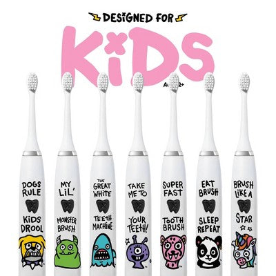 Made by Dentists Kids; Rechargeable Electric Toothbrush with 2 Replacement Toothbrush Heads Cheetah - New - M2G