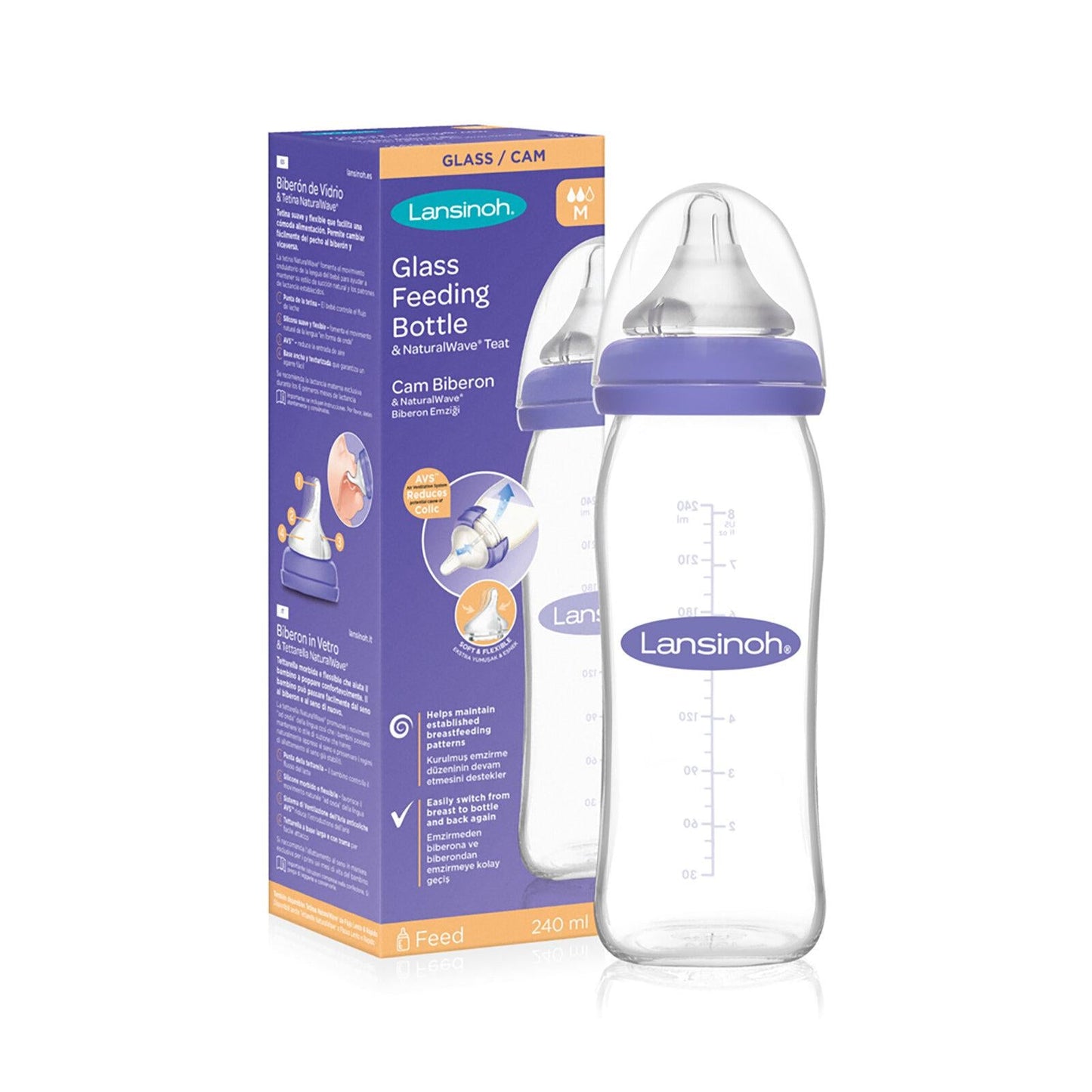 Lansinoh Glass Baby Bottle 240 Ml