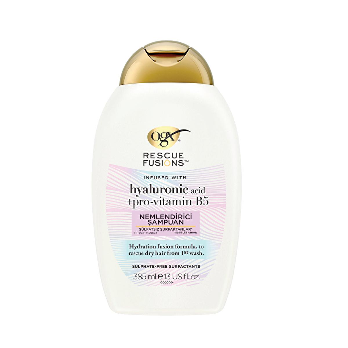 OGX Rescue Fusions Hyaluronic Acid Shampoo: Intense Moisture, Volume & Shine for Dry, Damaged Hair - Hydrating Shampoo for Dry Hair Repair